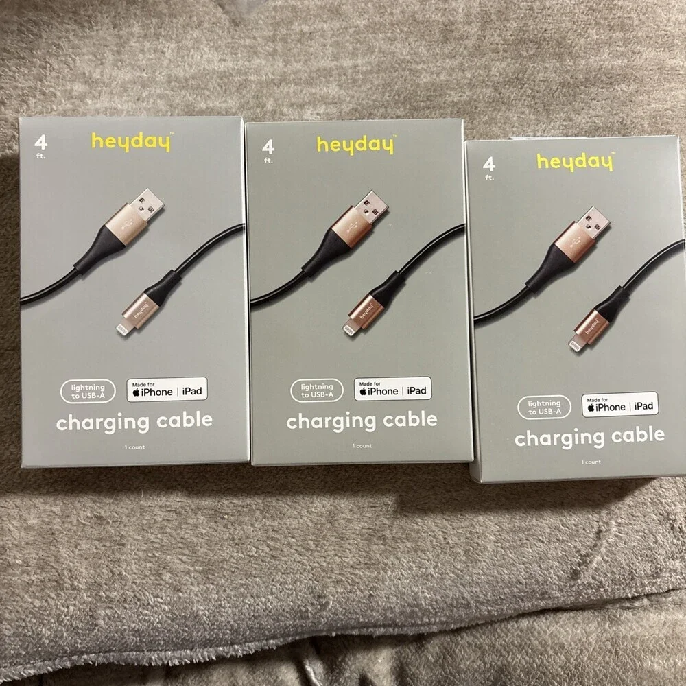 3 USB A To Lightning Mfi Certified Charging Cord Black And Rose Gold iPhone iPad